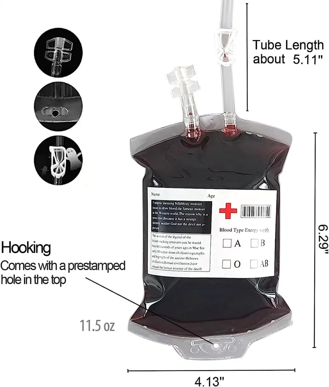 Wholesale Transparenthalloween Blood Bag Ornament Props Bag Medical PVC Reusable