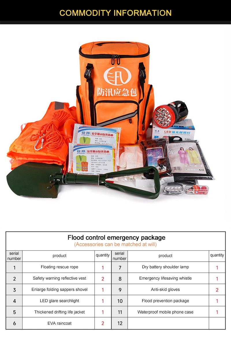 Eye Catching Orange Earthquake Natural Disasters First Aid Kit Camping Essentials Casualty Care for Fire and Rescue Medical Backpack