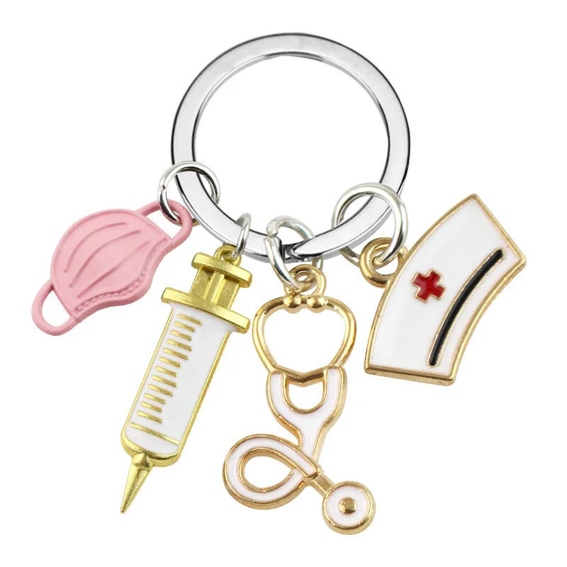 Custom Fashion Metal Doctor Nurse Keychain Doctor Mask Key Chain Ring Pendant Paramedic Decoration Medical Souvenirs Key Chains