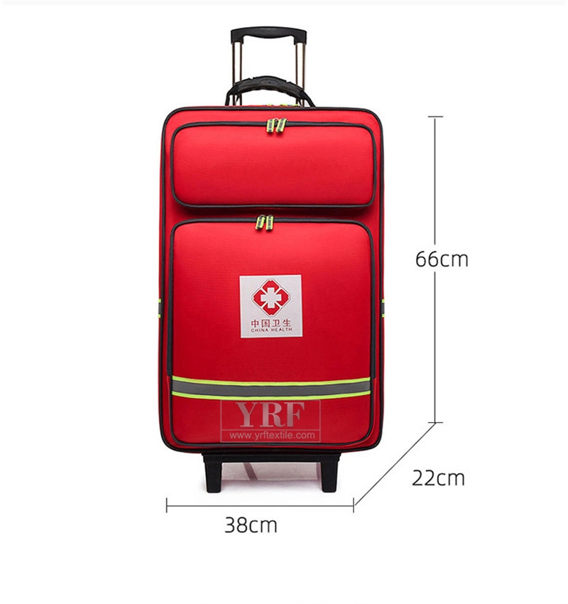 Red Cross Society Humanitarian Aid Empty Pull Rod First Aid Kit Tourniquet Tools General Medical Emergency Bag with or Without First Aid Kits