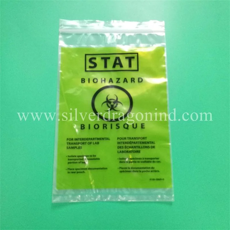 Small Transport Medical Biohazard Specimen Bag/Zipper Specimen Bag