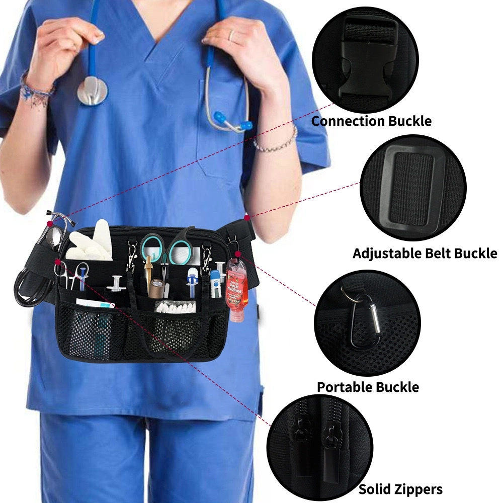 Nurse Tool Belt Bag Nurse Fanny Pack with Tape Holder Multi-Compartment Nursing Fanny Pack Organizer Pouch Medical Gear Pocket Waist Pack Bl23205