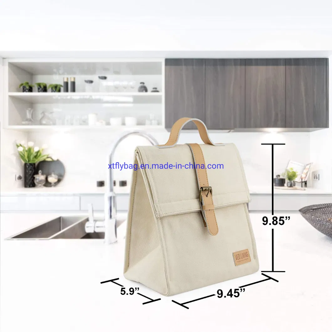 Insulated Canvas Lunch Bag Vegan Animal Free Product Reusable Keeps Food and Drinks Cool Is Ethical Work and School Day Travel Cooler