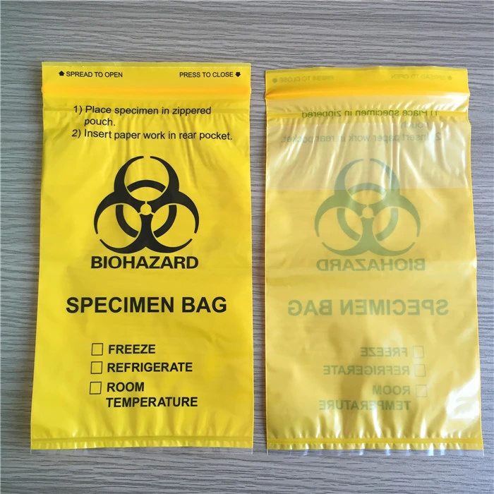 6X9inch Medical /Lab Use 3 Wall/ 4 Wall 95kpa Zip Lock Cytotoxic Biohazard Specimen Transport Bags with Absorb Pad