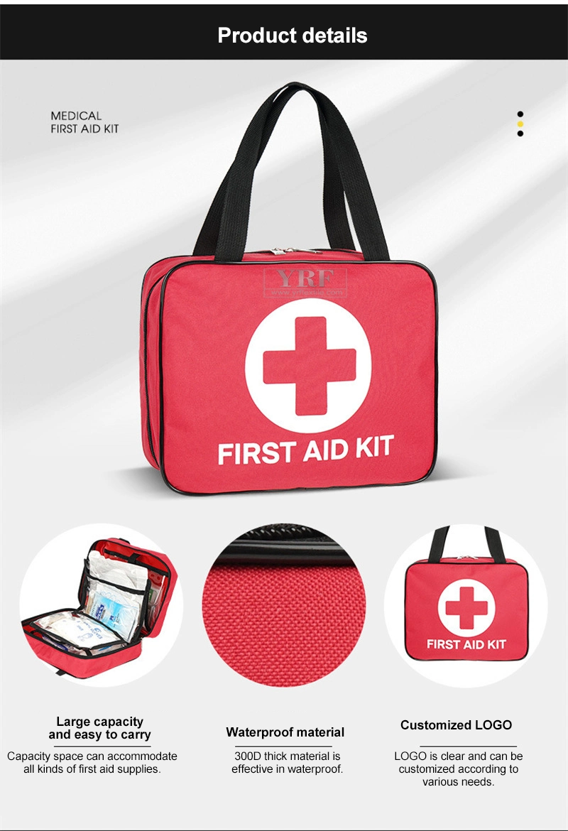 Red First Aid Bag 24*20*9cm Tactical Trauma Bag Medical Storage Bag for First Aid Kits Pack Emergency Hiking Office Medical Kit