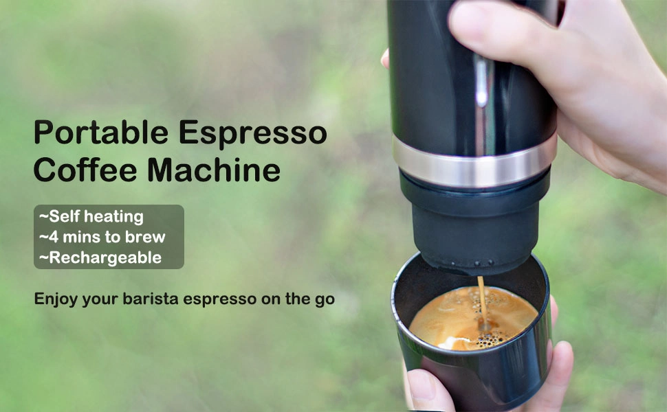 Portable Coffee Maker 12V Travel Espresso Machine 15 Bar Pressure Rechargeable Battery Heating Water with Organize Case for Camping Driving Home and Office