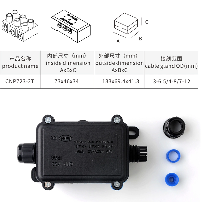 Outdoor Plastic Electrical Power Cable Enclosure IP68 Waterproof Junction Box