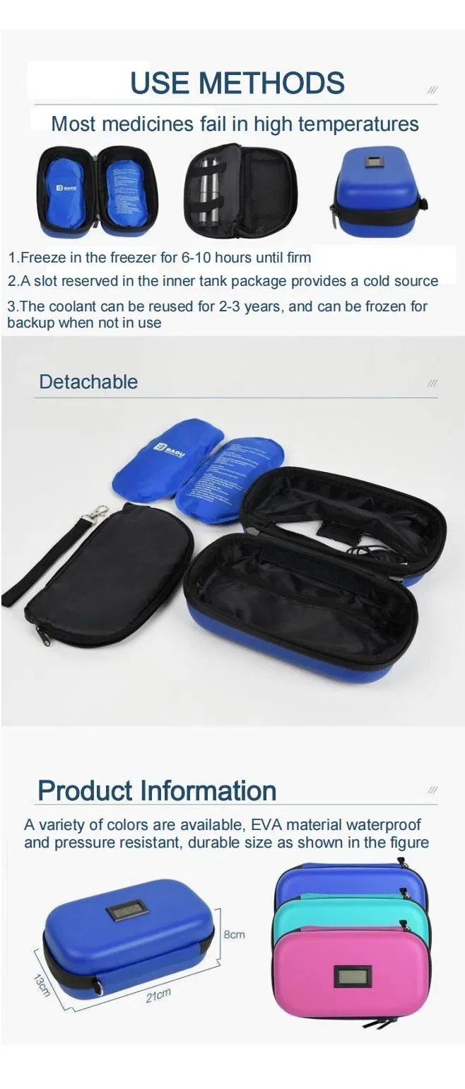 Insulin Pen Carrying Case Portable Medical Cooler Bag for Diabetes with Protective Ice Brick - Convenient to Changing Needles with Each Injection