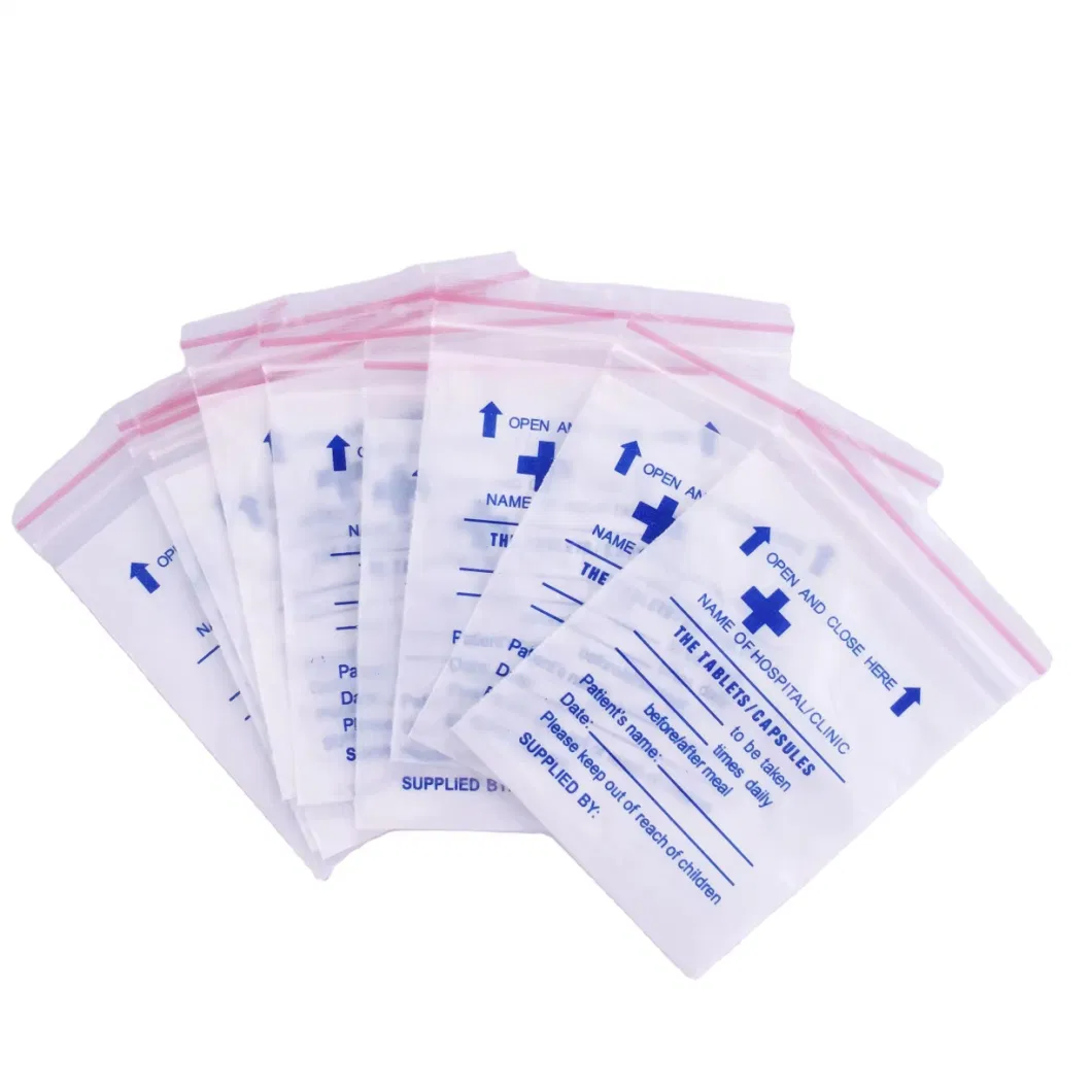 Medical Grade LDPE Small Size Biodegradable Medicine Zipper Drug Packing Airtight Dispensing Envelopes Ziplock Pill Bags