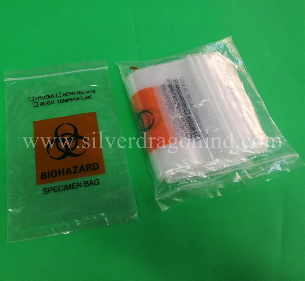 Small Transport Medical Biohazard Specimen Bag/Zipper Specimen Bag