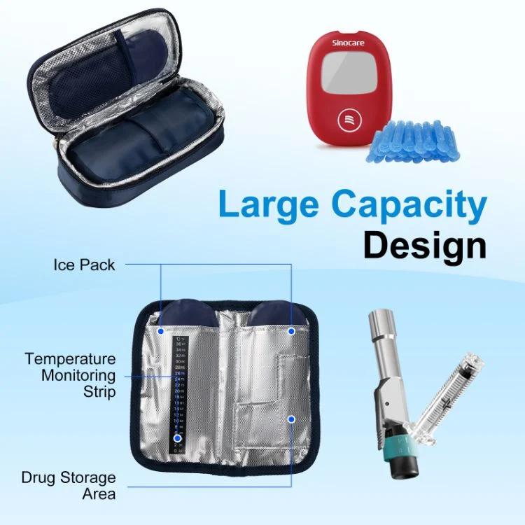 Sinocare Travel Insulin Cooler Case Medication Cooling Bag with 3 Ice Packs for Diabetic Supplies and Insulin Pens