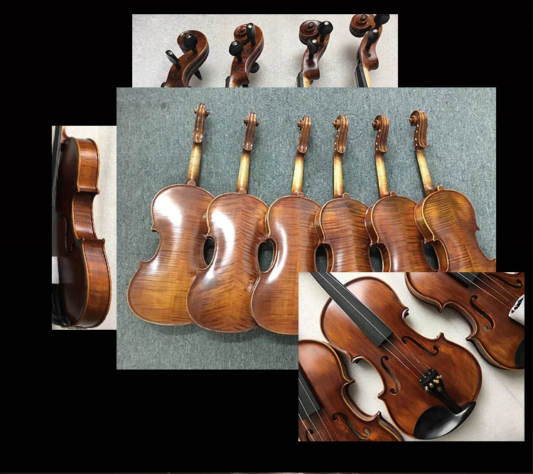 High Quality Hand Painted Antique Red Brown Varnished Ebony Professional Violin with Case