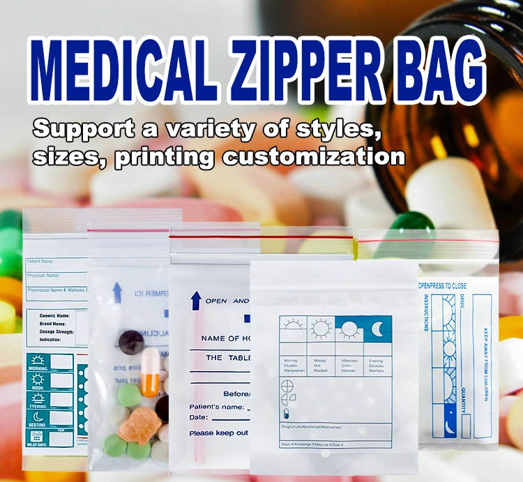 Eco Friendly Plastic Small Medicine Ziplock Pill Storage Packaging Bags