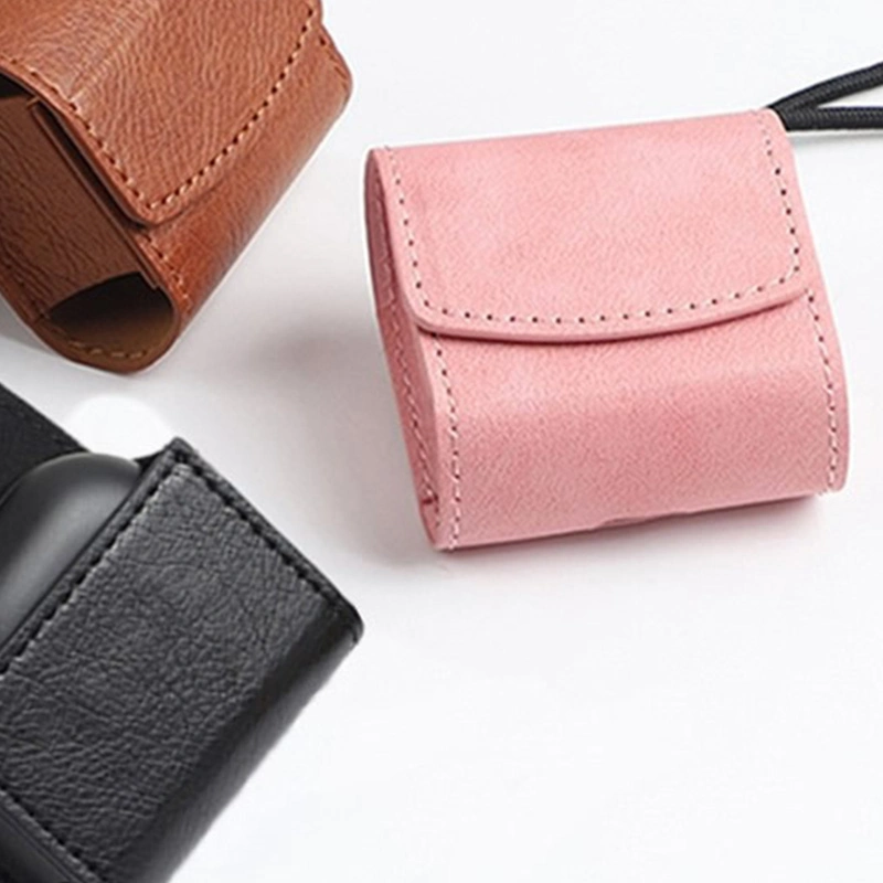 Modern Minimalist Leather Bluetooth Headset Protector with Hook and Loop Clutch PU Storage Bag Key Case