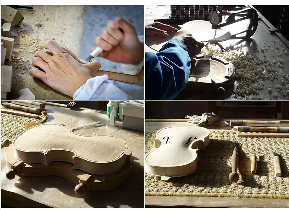 Professional Chinese Factory Handmade Antique Glossy and Matte Flame Violin