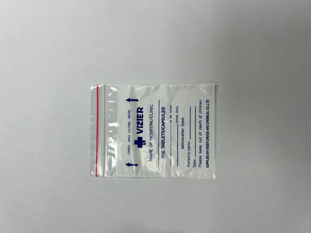 Custom Biodegradable Printed Small Clear White Ziplock Pill Medicine Ziplock Plastic Bags for Medication