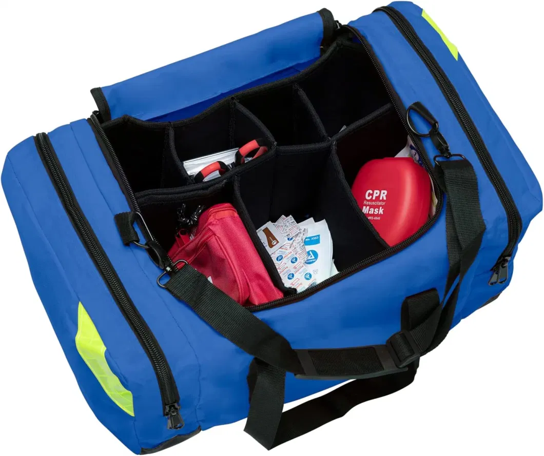 Empty Blue Trauma First Aid Medical Bag First Responder Carrier for EMT, Paramedics, Emergency and Medical Supplies Kit Bag