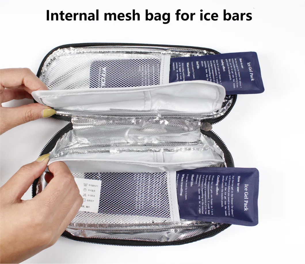 Factory Price OEM Portable Diabetic Insulin Bag Cooler Vial Carrying Case for Travelling Ice Bars