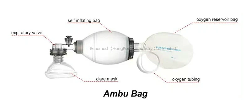 White Color Silicone Emergency Ambulance Manual Portable Resuscitator Kit Ambu Bag