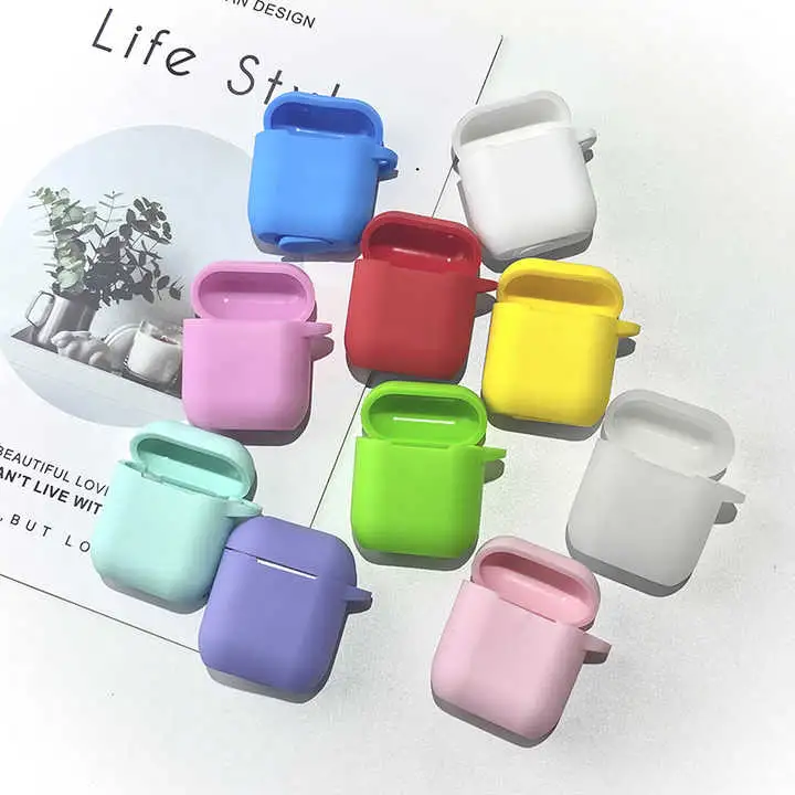 Wholesale Soft Silicone Earphone Cases for Airpods 2 1 Cute Wireless Headphones Protective Cover with Hook