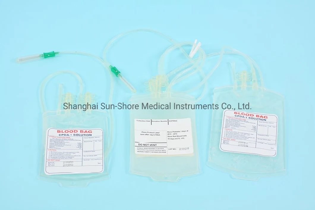 CE/ISO 13485 Medical Disposable 250ml 450ml 500ml Single Cpda Blood Collection Bag