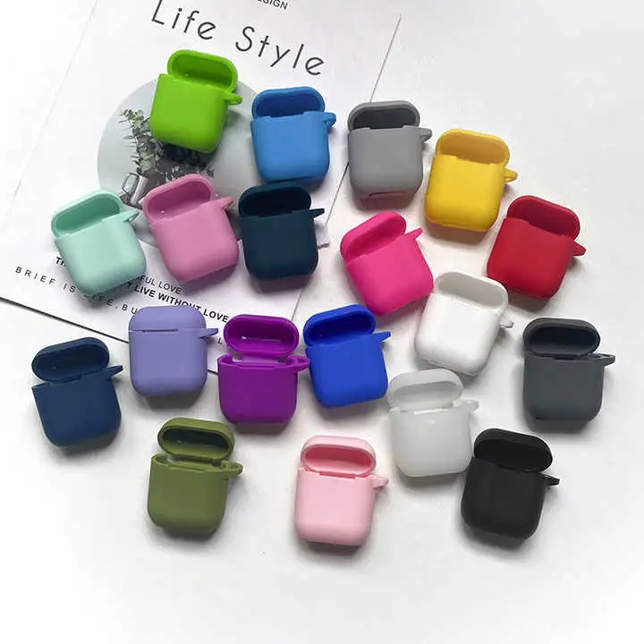 Wholesale Soft Silicone Earphone Cases for Airpods 2 1 Cute Wireless Headphones Protective Cover with Hook