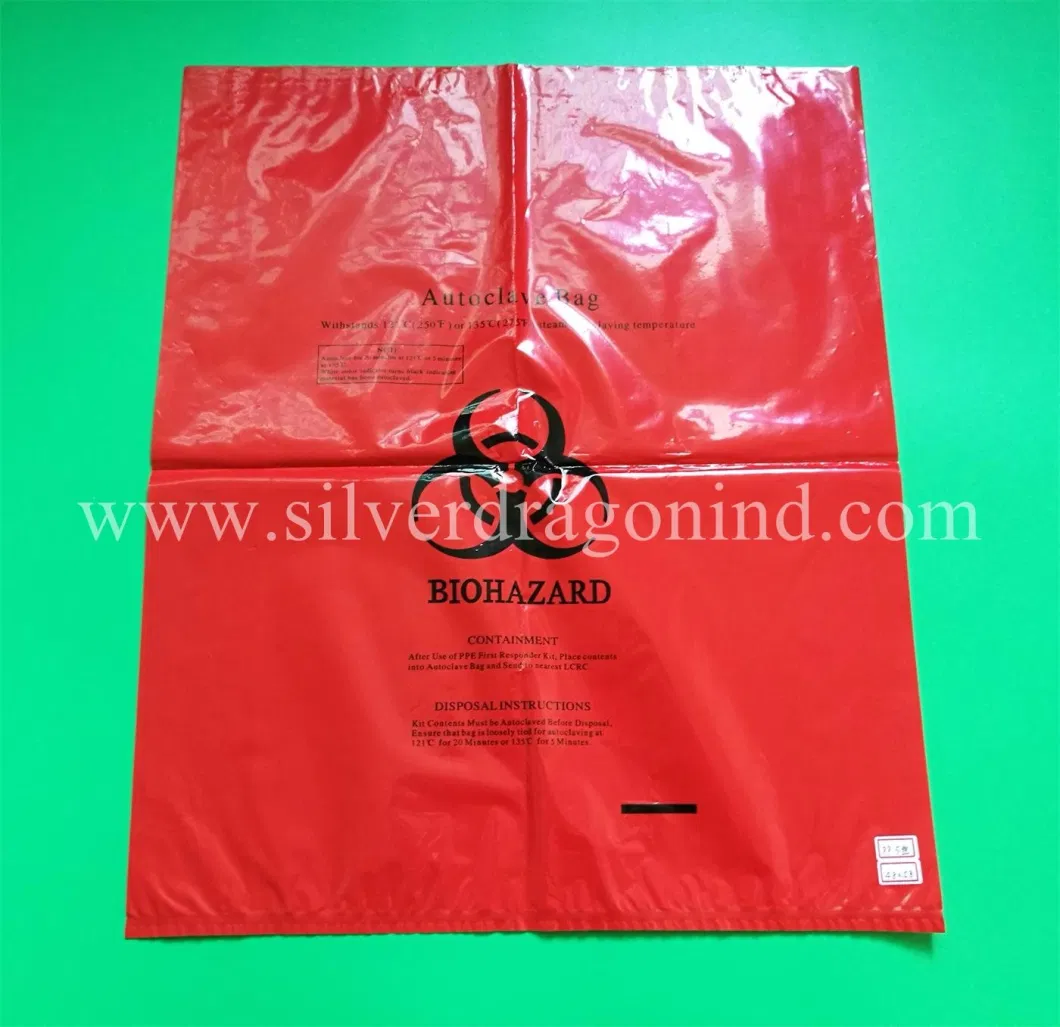 135&ordm; C PP Autoclavable Bag for Inflectious Medical Biohazard Waste Packing