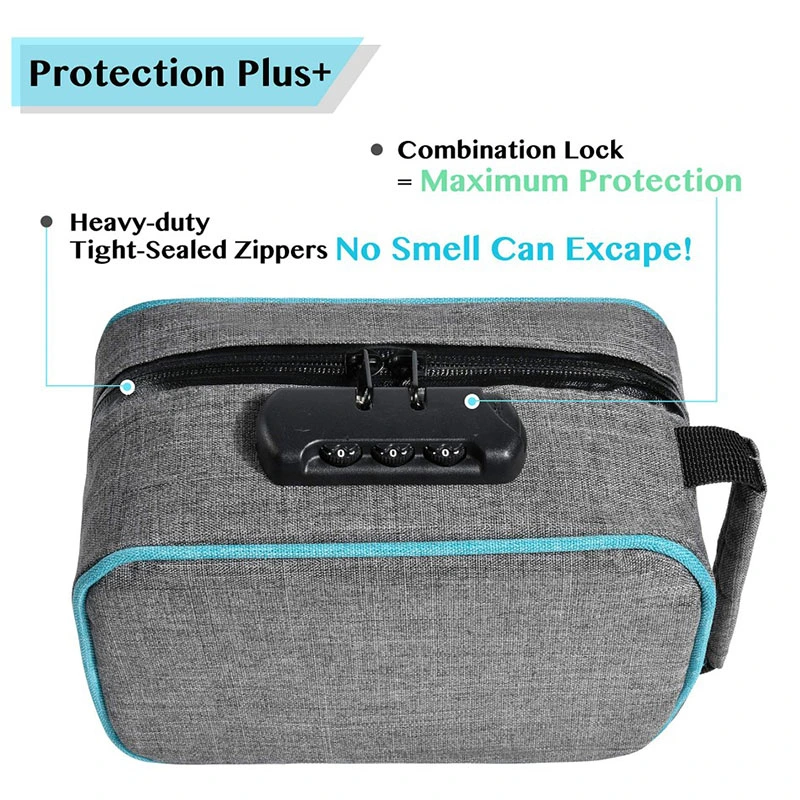 Medical Carbon Weed Stash Smell Proof Bag with Combination Lock