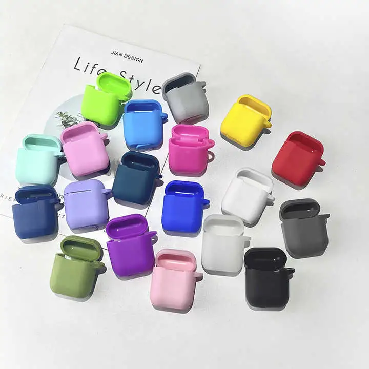 Wholesale Soft Silicone Earphone Cases for Airpods 2 1 Cute Wireless Headphones Protective Cover with Hook