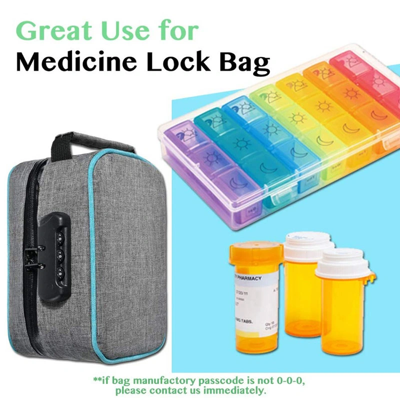 Medical Carbon Weed Stash Smell Proof Bag with Combination Lock