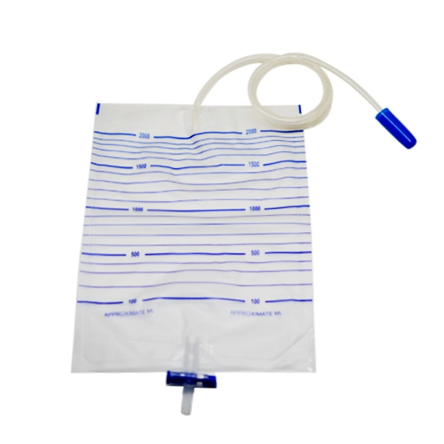 2000ml T Valve Pull Push Valve Economic Luxury Urinary Drainage Bag Urine Collection Bag Urine Collector Disposable Urine Bag