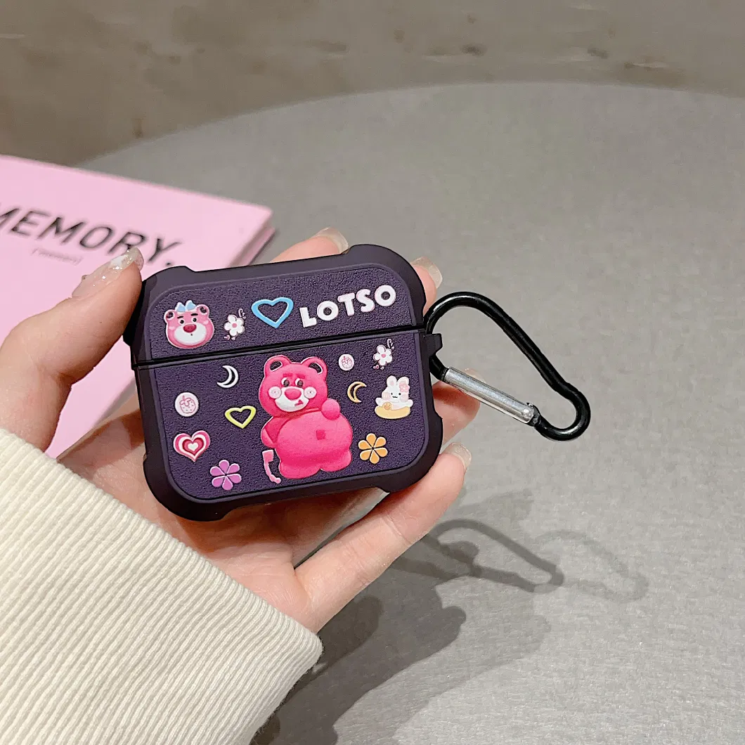 Popular Cool Strawberry Bear Winnie Bluetooth Headphone Case for Air PRO 2 Series Earphone Protector