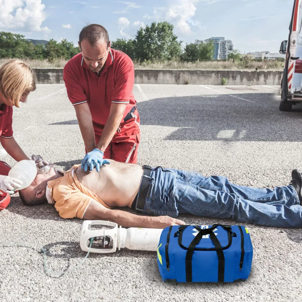 Empty Blue Trauma First Aid Medical Bag First Responder Carrier for EMT, Paramedics, Emergency and Medical Supplies Kit Bag