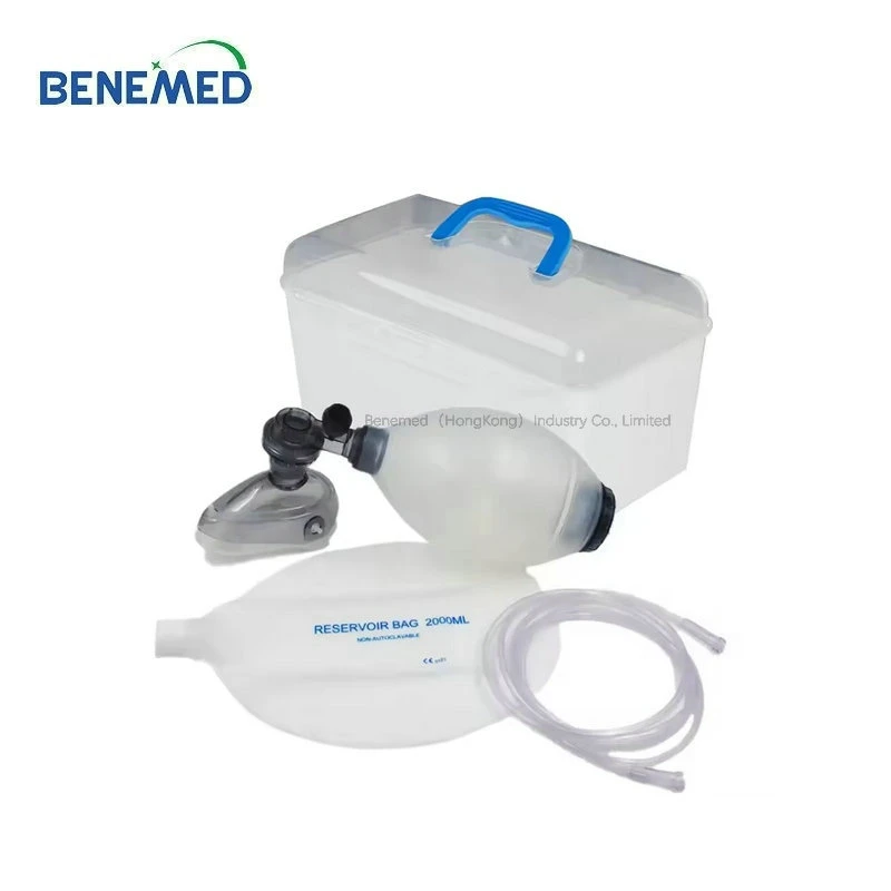 White Color Silicone Emergency Ambulance Manual Portable Resuscitator Kit Ambu Bag