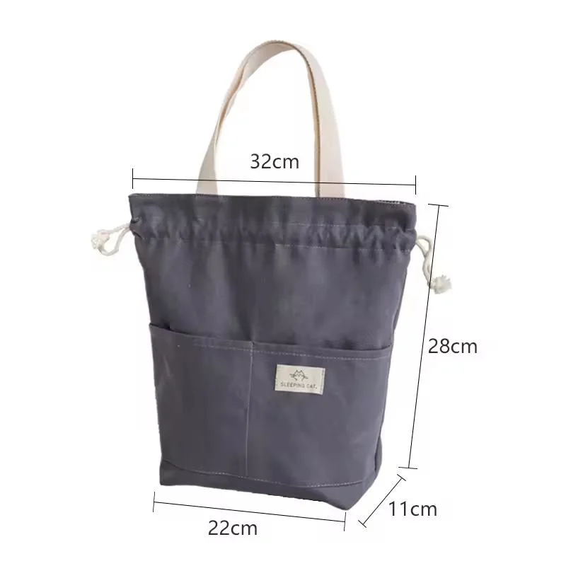 New Style Large Capacity Waterproof Durable Portable Canvas Thickened Aluminum Film Fruit Cooler Picnic Bags Drawstring Bag