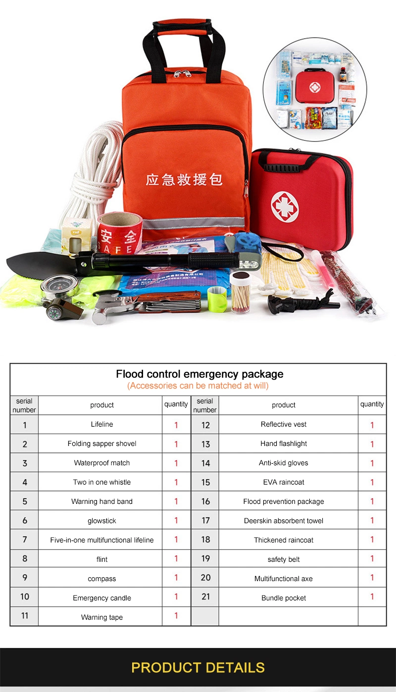 Red Cross List Backpack, Medical Supplies Bag First Aid Rucksack with Multi-Function Flashlight Emergency Manual Anti-Slip Gloves