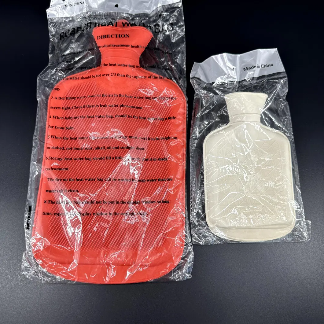 Free Sample 2L Rubber Hot Water Bag with Rabbit Fur Plush Cover