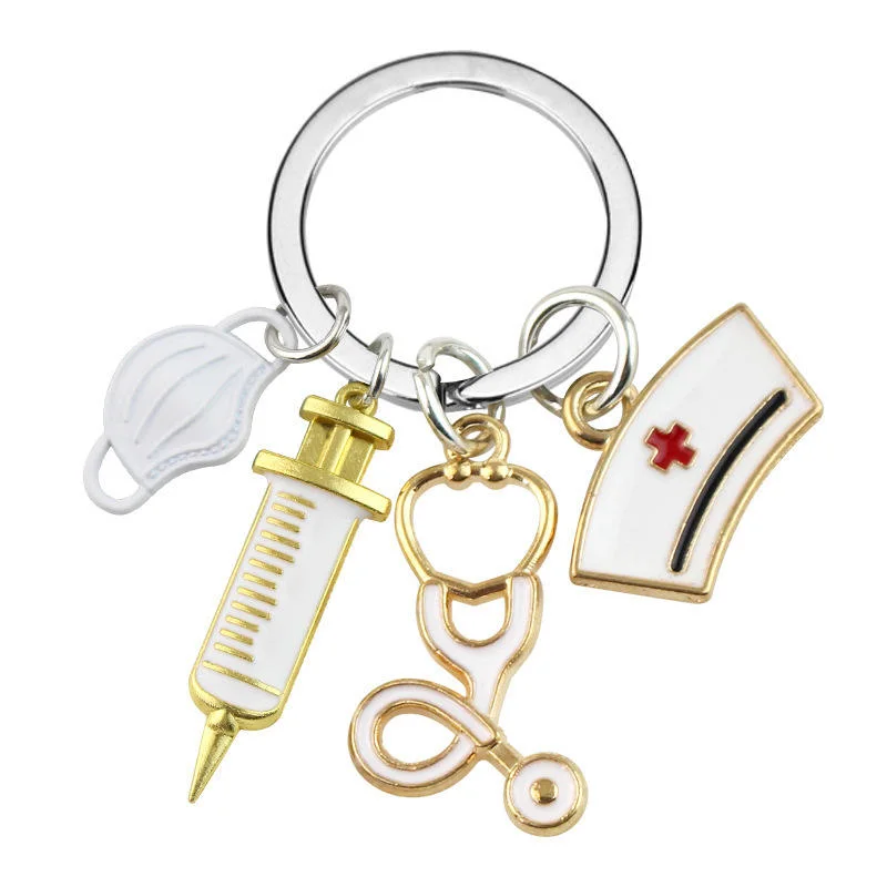 Custom Fashion Metal Doctor Nurse Keychain Doctor Mask Key Chain Ring Pendant Paramedic Decoration Medical Souvenirs Key Chains