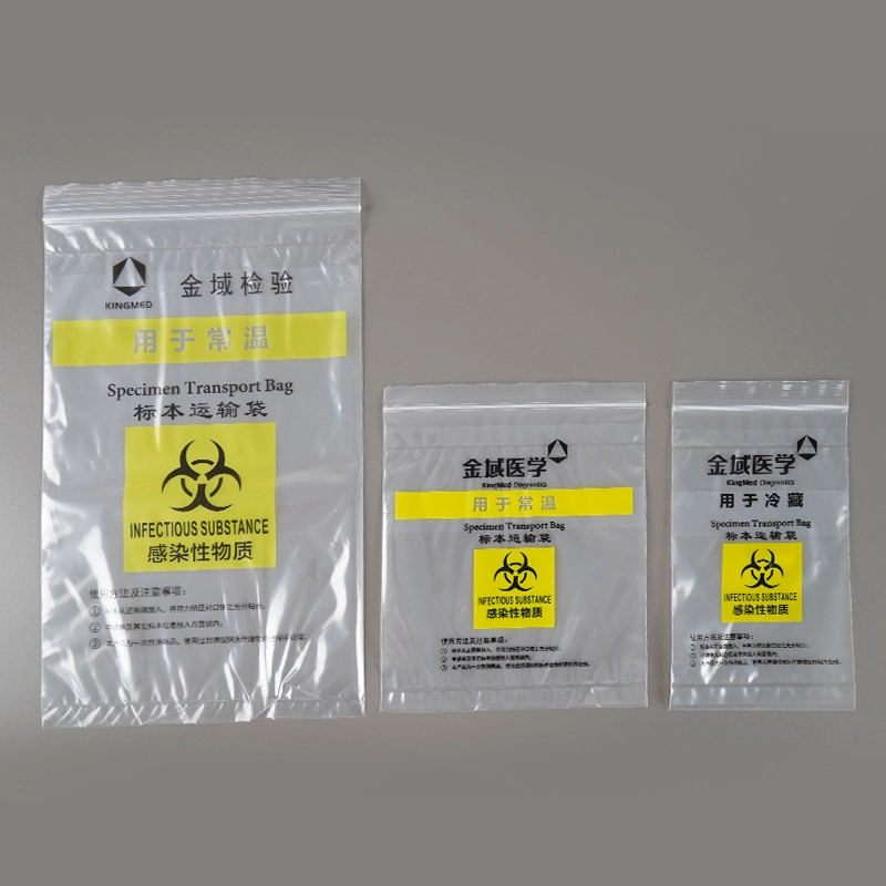 China Supplier PE Clear Bags Plastic Packaging Bag with Ziplock Custom Medical Inspection Sub Biosafety Specimen Specimen Transport Receiving Three Layer Bag