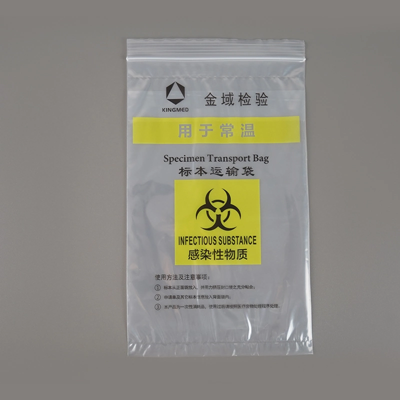 China Supplier PE Clear Bags Plastic Packaging Bag with Ziplock Custom Medical Inspection Sub Biosafety Specimen Specimen Transport Receiving Three Layer Bag