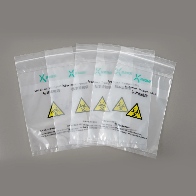 China Supplier PE Clear Bags Plastic Packaging Bag with Ziplock Custom Medical Inspection Sub Biosafety Specimen Specimen Transport Receiving Three Layer Bag