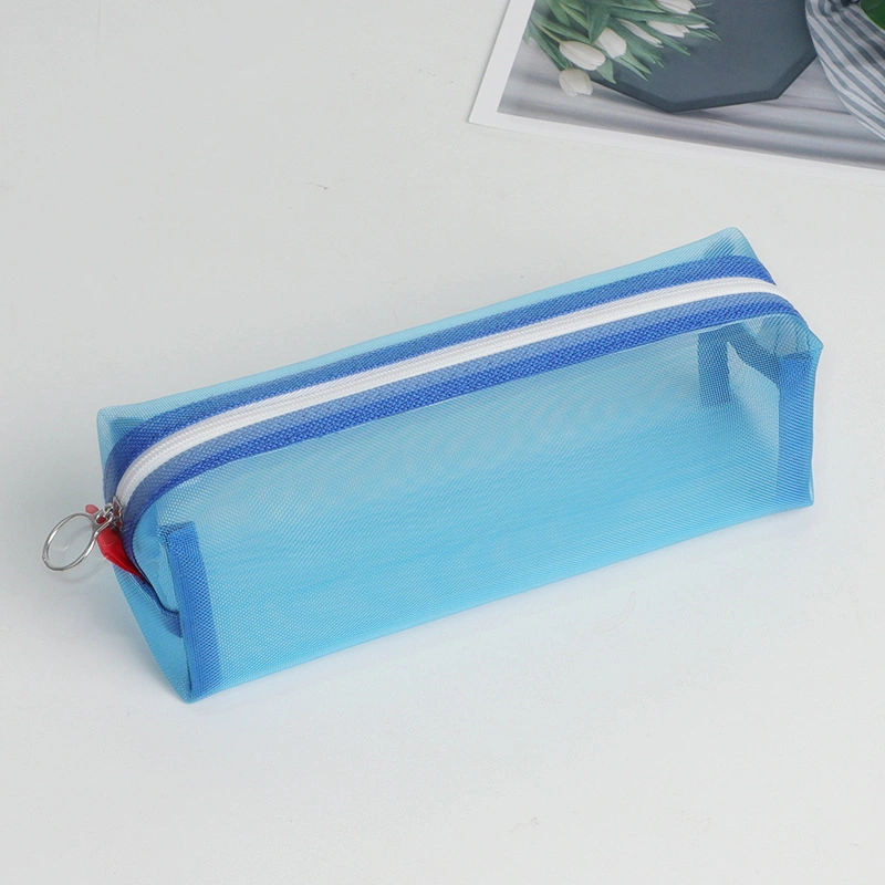 Transparent Clear Zipper Mesh Portable School Pen Bag Pencil Pouch