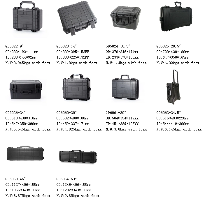 Hard Plastic Waterproof Computer /PC Equipment Carry Foam Case