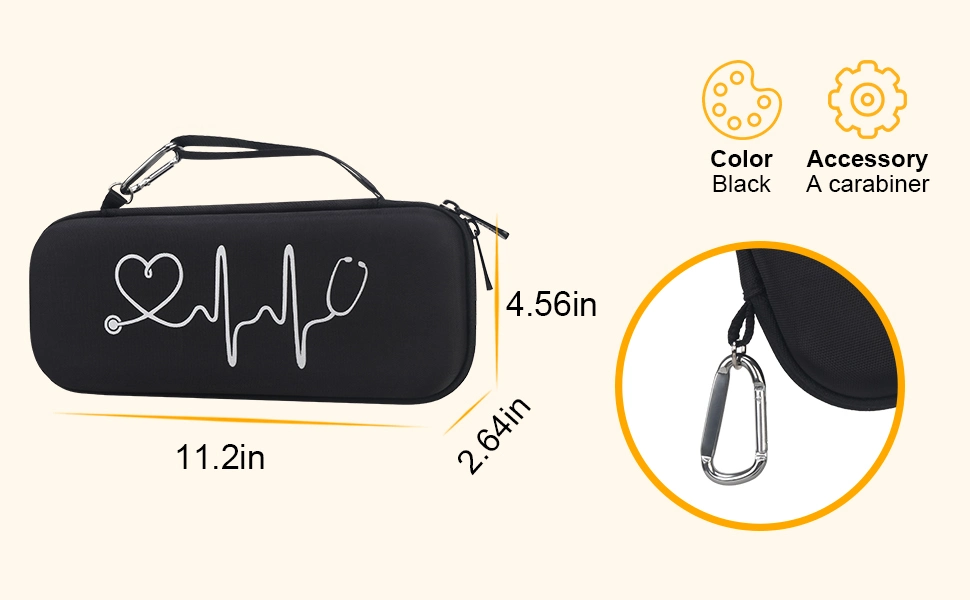 Personalized Nurse Custom Semi Medical Stethoscope Hard Carry Case Bag Colors Vet with Zipper and Handle Bovke