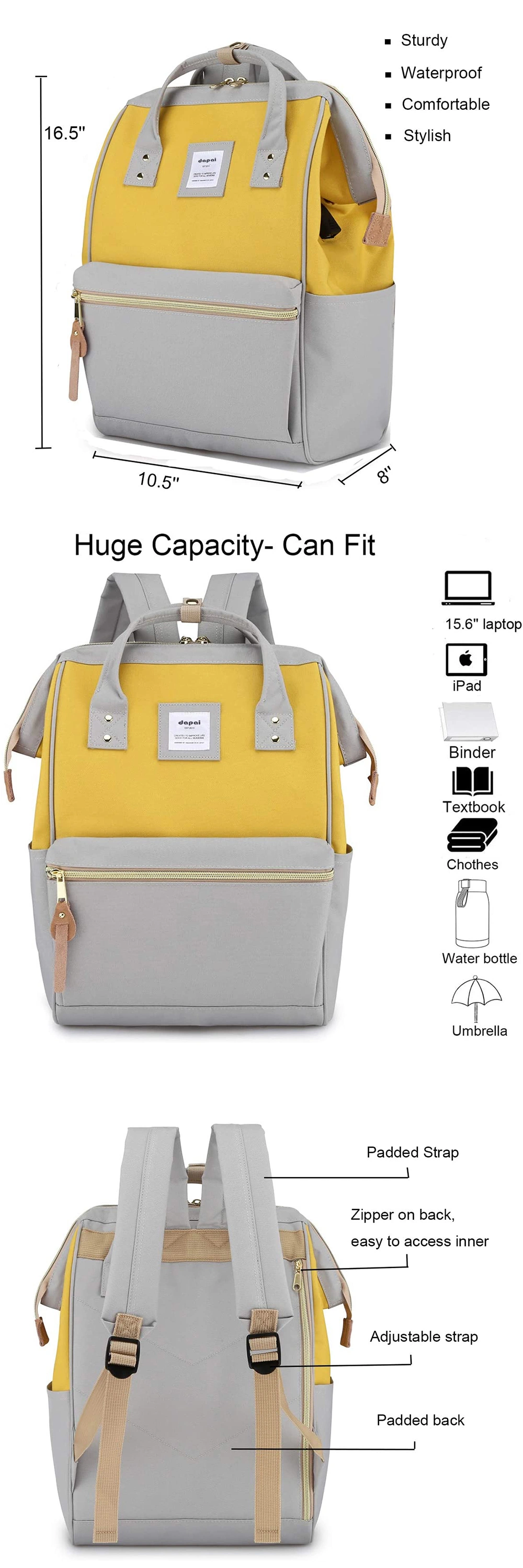 Travel School Backpack with USB Charging Port 15.6 Inch Doctor Work Bag for Women and Men College Students