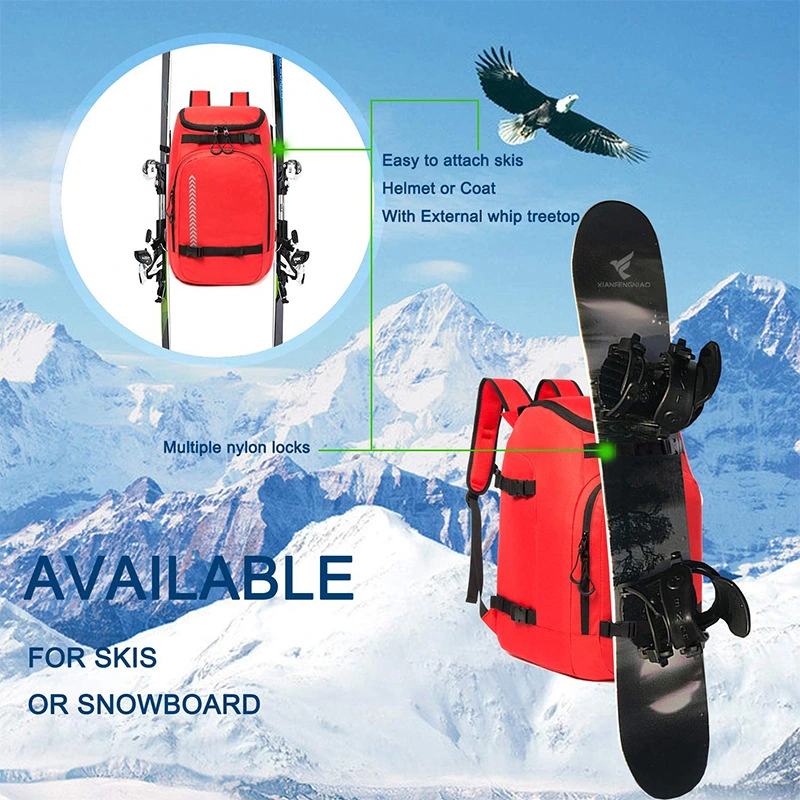 50L Waterproof Ski Boot Bag Backpack for Young Men and Women