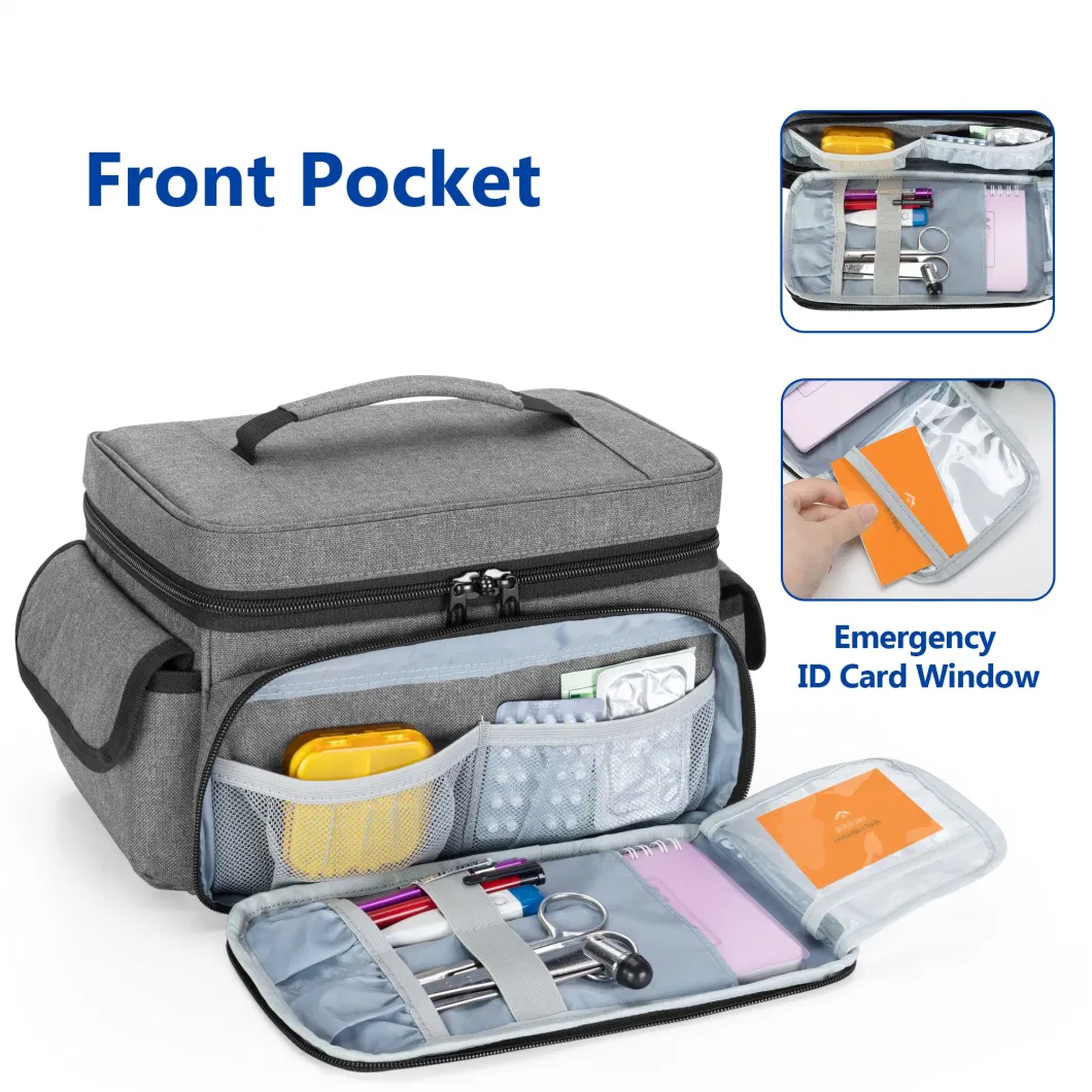 Medicine Storage Bag Empty Lockable Pill Bottle Organizer with Portable Zippered Pouches for First Aid Kits Medicine Box