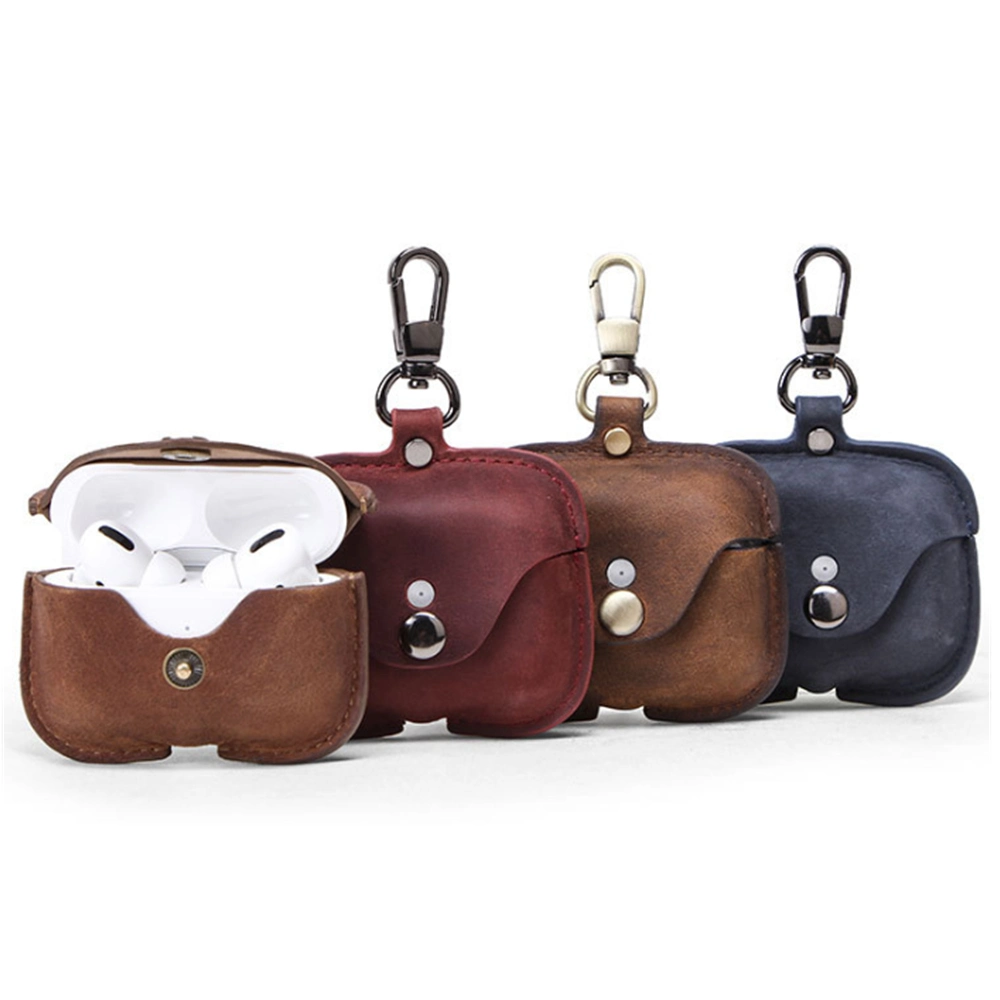 Brown Best Seller Real Leather Bags Cases Wireless Earphone Case