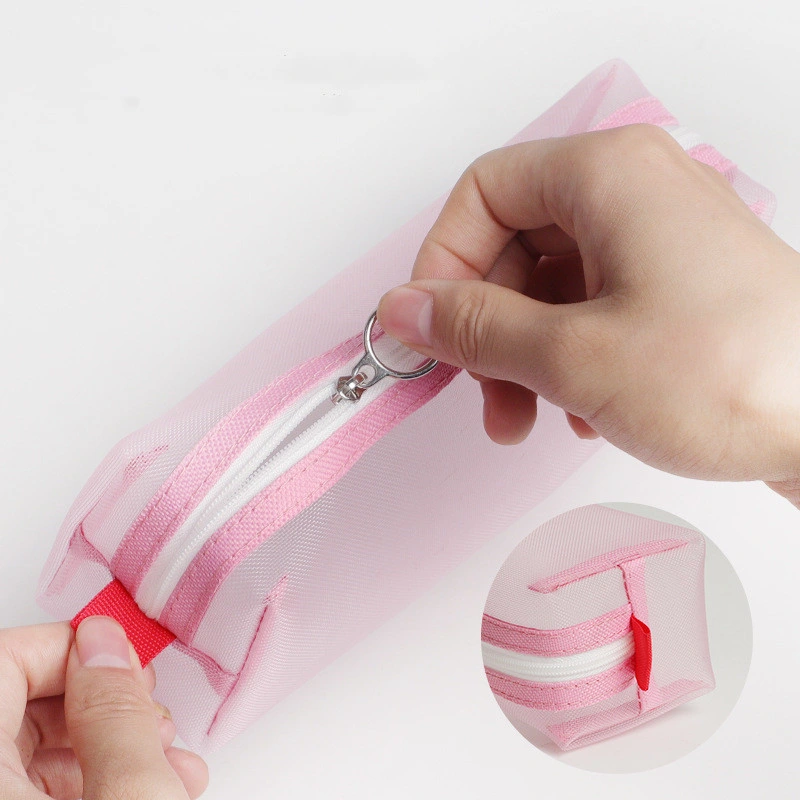 Transparent Clear Zipper Mesh Portable School Pen Bag Pencil Pouch