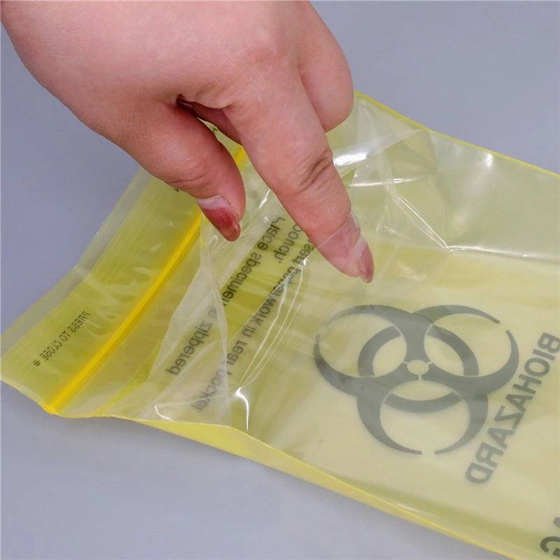 6 X9 Ziplock Plastic Zipper Disposal Medical Biohazard Specimen Transport Bags with Back Pouch